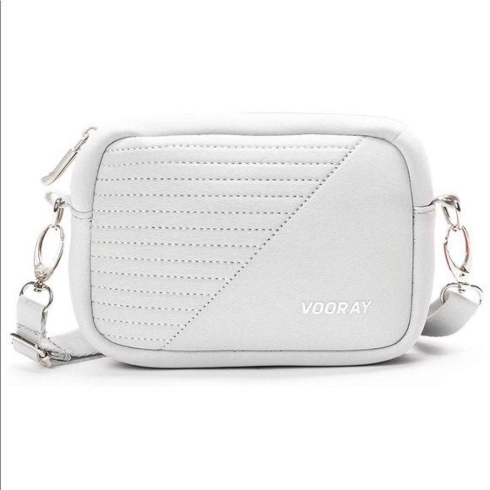 Vooray Sidekick Moto Crossbody Bag, metallic grey